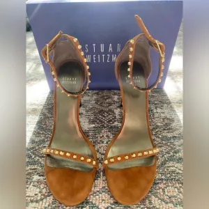 Stuart Weitzman Brown Suede Studded Women's Heels