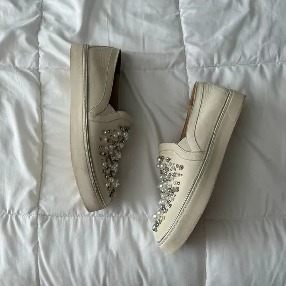 Stuart Weitzman Decor Pearl-Embellished Nubuck Sneaker
