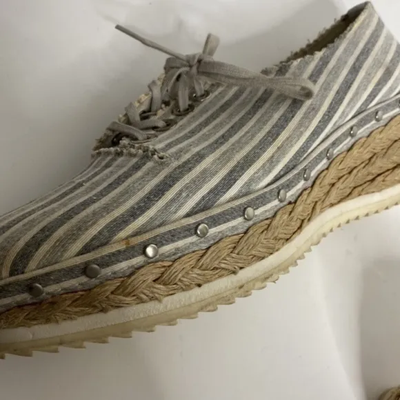 Stuart Weitzman Manheim Espadrille Platform Wedge Stripe Sneaker Shoes