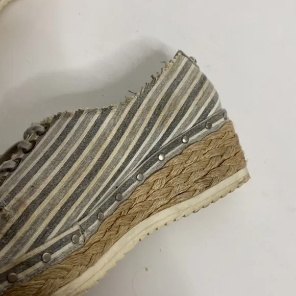 Stuart Weitzman Manheim Espadrille Platform Wedge Stripe Sneaker Shoes