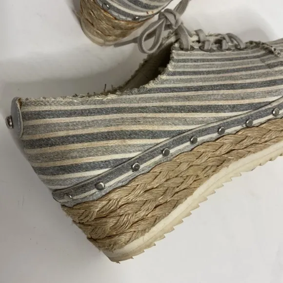 Stuart Weitzman Manheim Espadrille Platform Wedge Stripe Sneaker Shoes