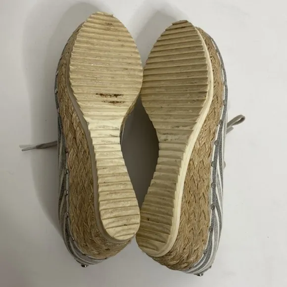 Stuart Weitzman Manheim Espadrille Platform Wedge Stripe Sneaker Shoes