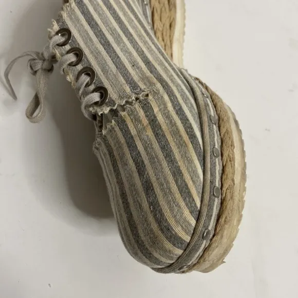 Stuart Weitzman Manheim Espadrille Platform Wedge Stripe Sneaker Shoes