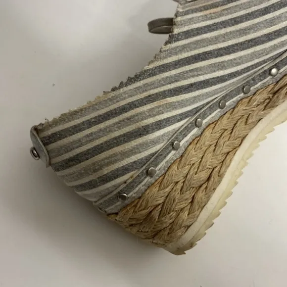 Stuart Weitzman Manheim Espadrille Platform Wedge Stripe Sneaker Shoes