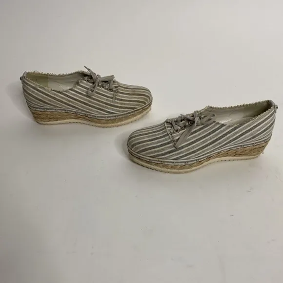 Stuart Weitzman Manheim Espadrille Platform Wedge Stripe Sneaker Shoes