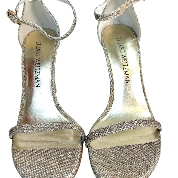Stuart Weitzman NudistSong Glitter Heels Champagne Gold 6M