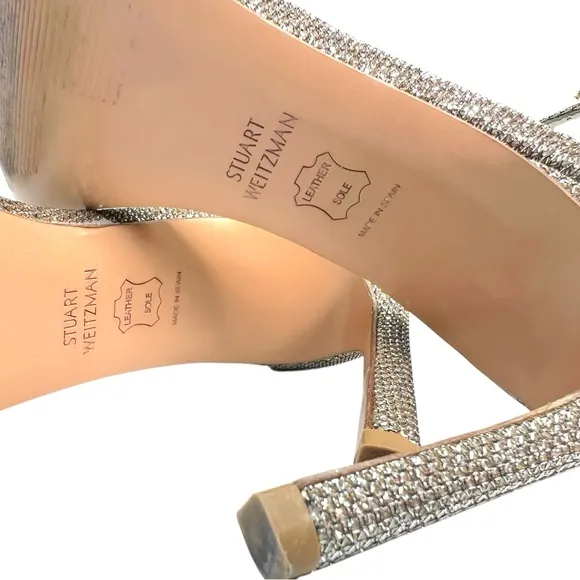 Stuart Weitzman NudistSong Glitter Heels Champagne Gold 6M
