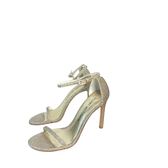 Stuart Weitzman NudistSong Glitter Heels Champagne Gold 6M
