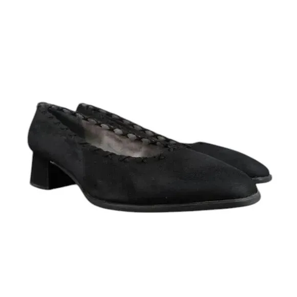 Stuart Weitzman Shoes Womens 8.5 Pumps Square Toe Block Heel Fashion Style Black