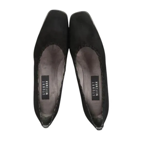 Stuart Weitzman Shoes Womens 8.5 Pumps Square Toe Block Heel Fashion Style Black