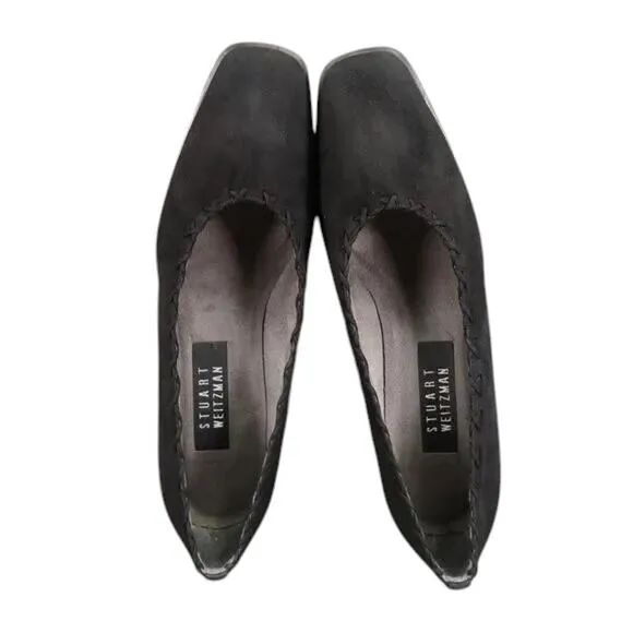 Stuart Weitzman Shoes Womens 8.5 Pumps Square Toe Block Heel Fashion Style Black