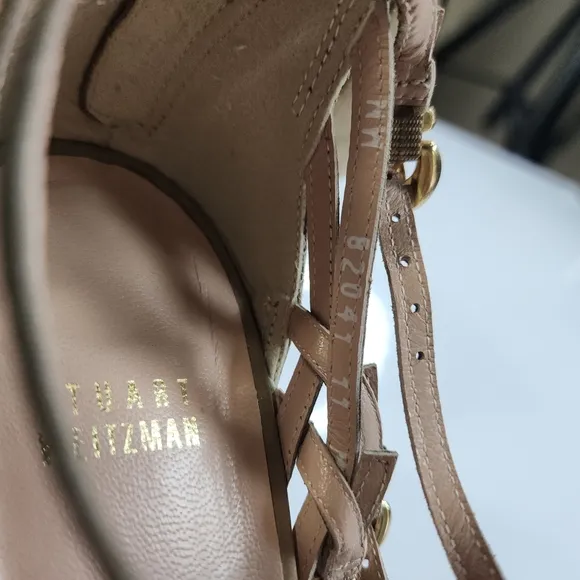 Stuart Weitzman Tan Nubuck Strappy Gladiator Kitten Heel Size 11