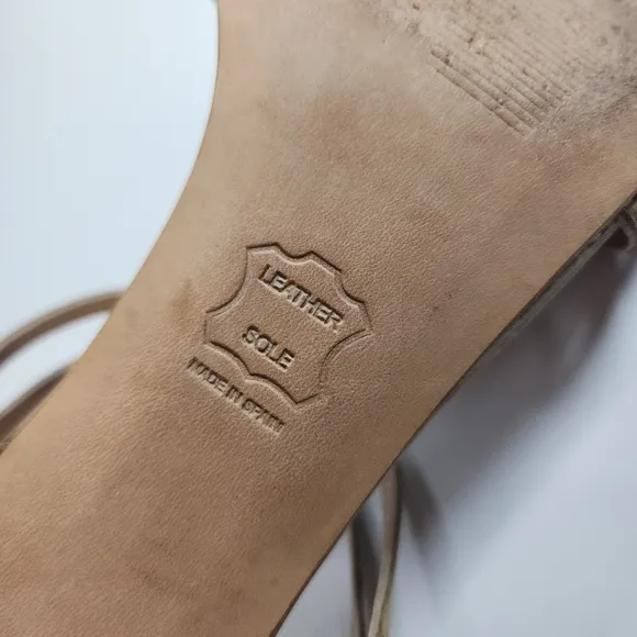 Stuart Weitzman Tan Nubuck Strappy Gladiator Kitten Heel Size 11