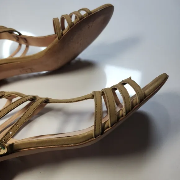 Stuart Weitzman Tan Nubuck Strappy Gladiator Kitten Heel Size 11