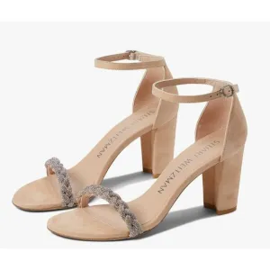 Stuart Weitzman Womens Nearlynude Highshine Sandal Size 11 Adobe Beige Heel NWOB