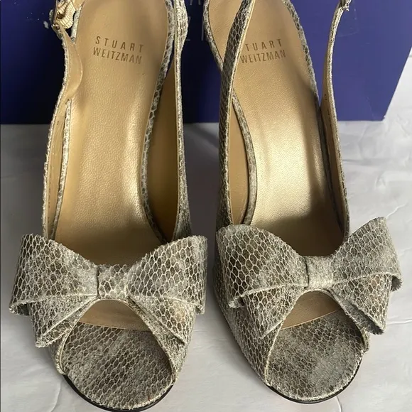Stuart Weitzman Women's Snakeskin Slingback Heels