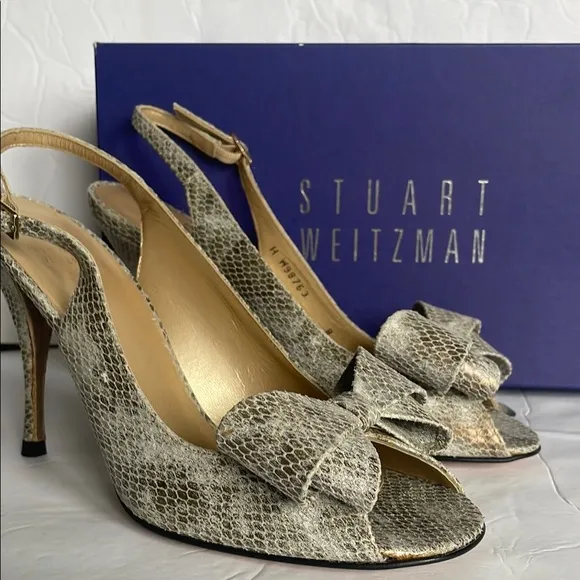 Stuart Weitzman Women's Snakeskin Slingback Heels