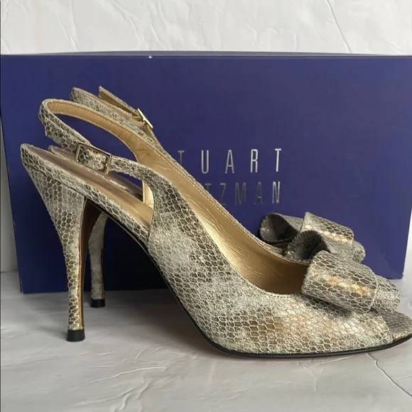 Stuart Weitzman Women's Snakeskin Slingback Heels
