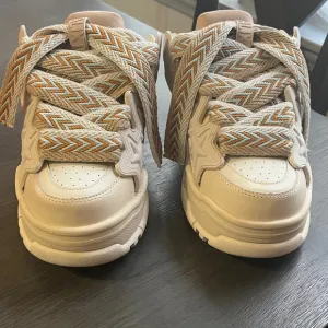 Stylish Kids Sneakers in Cream and Tan