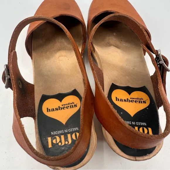 Swedish Hasbeens Clogs Heel Shoes Size 38 FLAWS