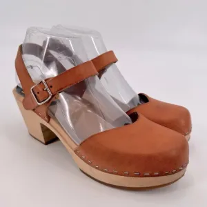 Swedish Hasbeens Clogs Heel Shoes Size 38 FLAWS