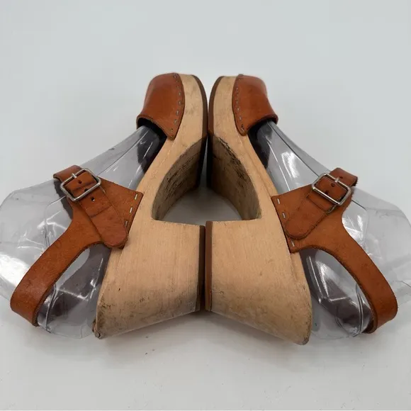 Swedish Hasbeens Clogs Heel Shoes Size 38 FLAWS