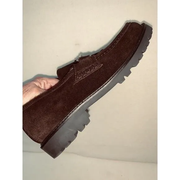 Sz 8.5D Kenneth Cole Reaction Brown Suede Bit Moc Toe Loafers Shoes Mens Unworn