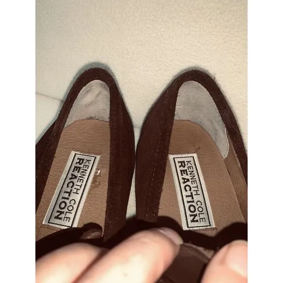 Sz 8.5D Kenneth Cole Reaction Brown Suede Bit Moc Toe Loafers Shoes Mens Unworn