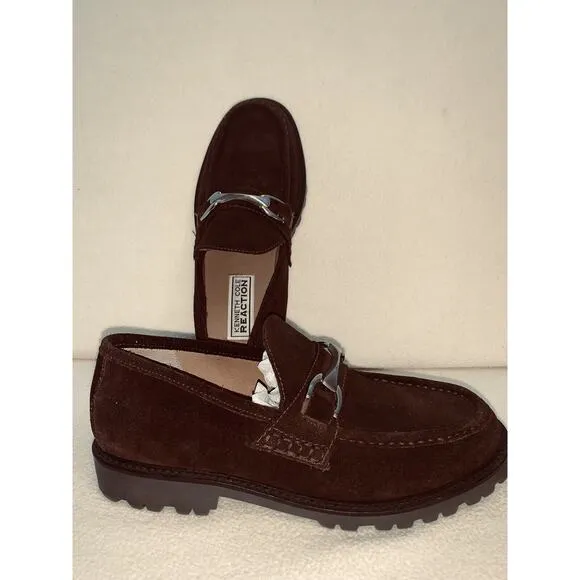 Sz 8.5D Kenneth Cole Reaction Brown Suede Bit Moc Toe Loafers Shoes Mens Unworn
