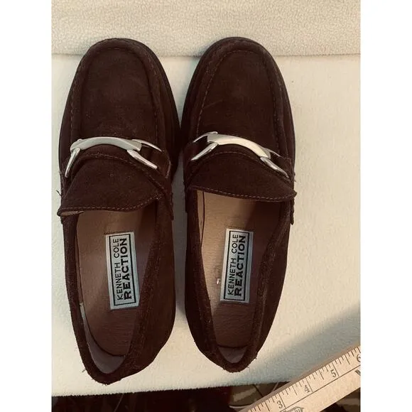 Sz 8.5D Kenneth Cole Reaction Brown Suede Bit Moc Toe Loafers Shoes Mens Unworn