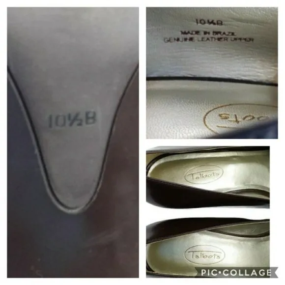 Talbots Brown Leather Button Detail Block Heel Loafer Pump Womens Size 10.5B