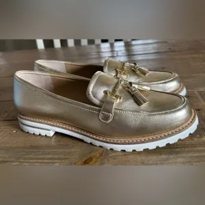 Talbots Laura Tassel Metallic Leather Loafers Size 9