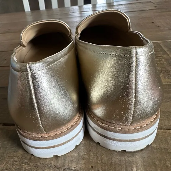 Talbots Laura Tassel Metallic Leather Loafers Size 9