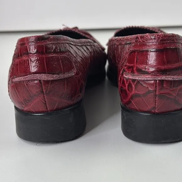 Talbots Women's Elegant Red Leather Loafer Shoes