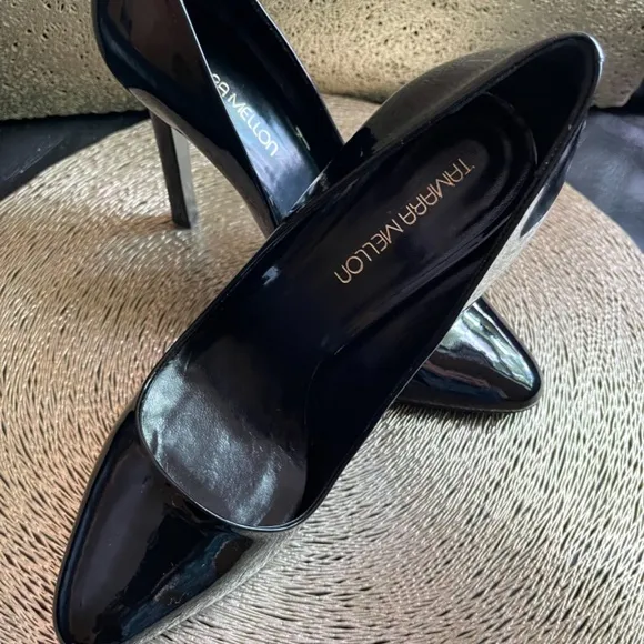Tamara Mellon HEAVEN 105 Black Patent Leather Pumps Heels Shoes Size 38 New