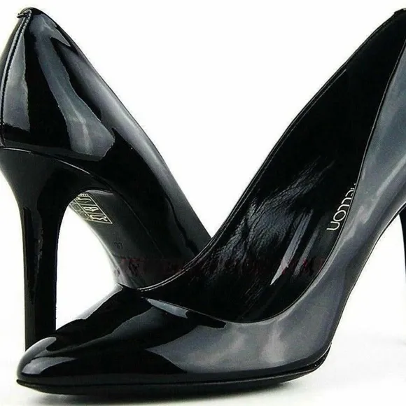 Tamara Mellon HEAVEN 105 Black Patent Leather Pumps Heels Shoes Size 38 New