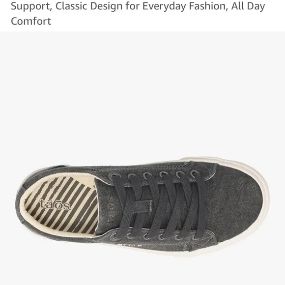 Taos Footwear Women's Black/dk Gray Canvas Sneakers 8.5 NWT