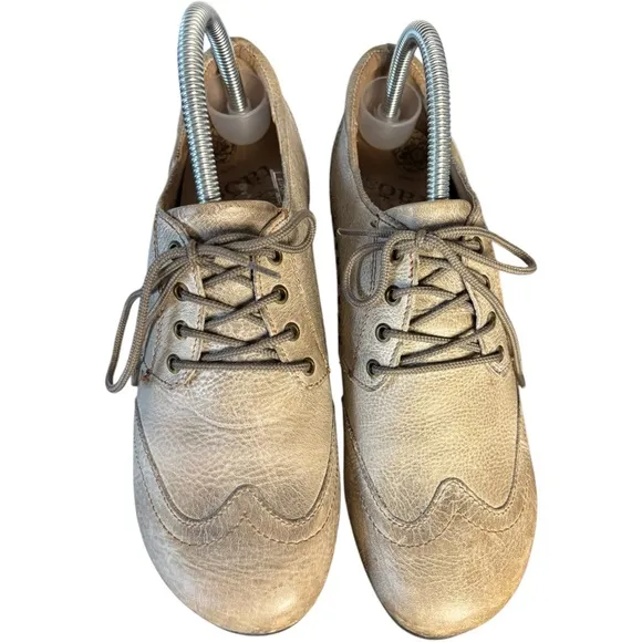 Taos Jive 2 Oxford Leather Shoes Womens Size 9 Taupe Tan Lace Up Heeled Boho