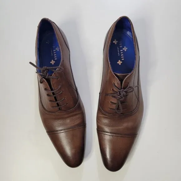 Ted Baker Men's Umbber Toe Cap Oxford Shoes Brown size 10