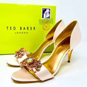 TED BAKER Pink Nude Jewel Beaded Heels Shoes 9.5 Phinium Bridal Formal Prom