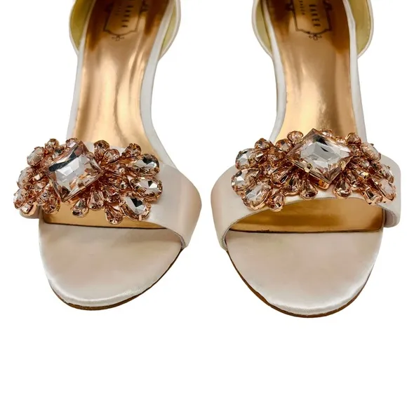TED BAKER Pink Nude Jewel Beaded Heels Shoes 9.5 Phinium Bridal Formal Prom