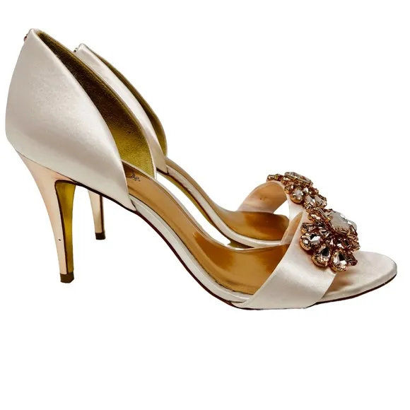 TED BAKER Pink Nude Jewel Beaded Heels Shoes 9.5 Phinium Bridal Formal Prom