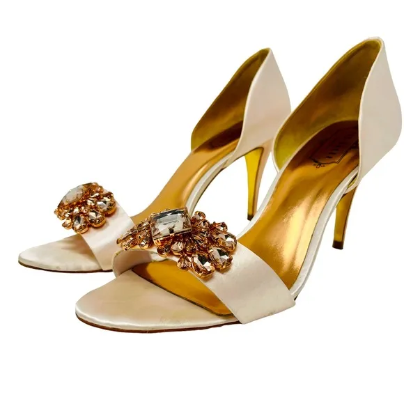 TED BAKER Pink Nude Jewel Beaded Heels Shoes 9.5 Phinium Bridal Formal Prom
