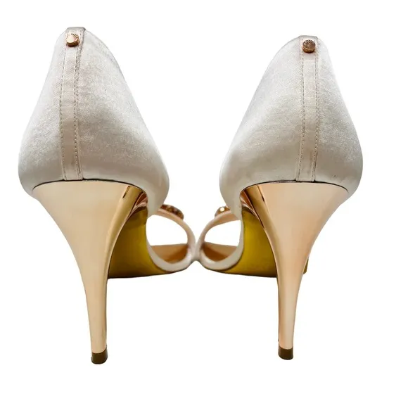 TED BAKER Pink Nude Jewel Beaded Heels Shoes 9.5 Phinium Bridal Formal Prom