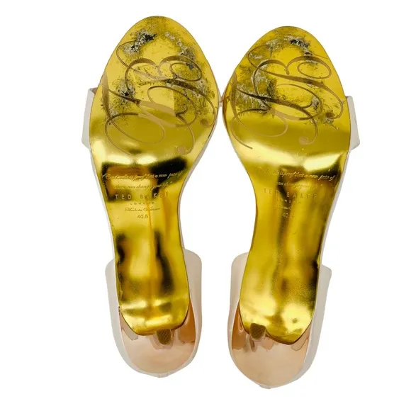 TED BAKER Pink Nude Jewel Beaded Heels Shoes 9.5 Phinium Bridal Formal Prom