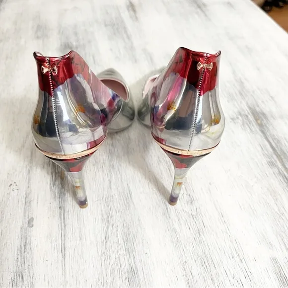 Ted Baker Savei Metallic Silver Floral Pumps heels size 39