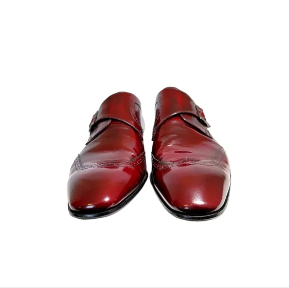 TERGAN Men's Leather Shoes Size 42 Cognac Brown Red