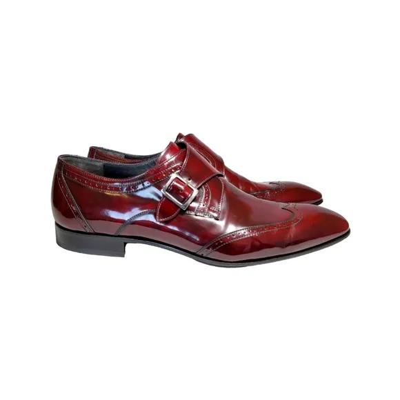TERGAN Men's Leather Shoes Size 42 Cognac Brown Red