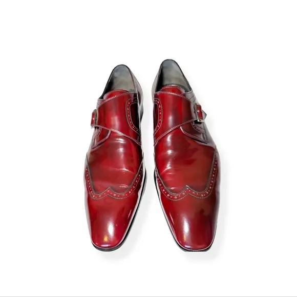 TERGAN Men's Leather Shoes Size 42 Cognac Brown Red