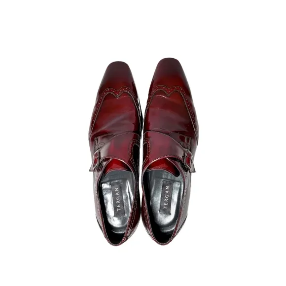 TERGAN Men's Leather Shoes Size 42 Cognac Brown Red